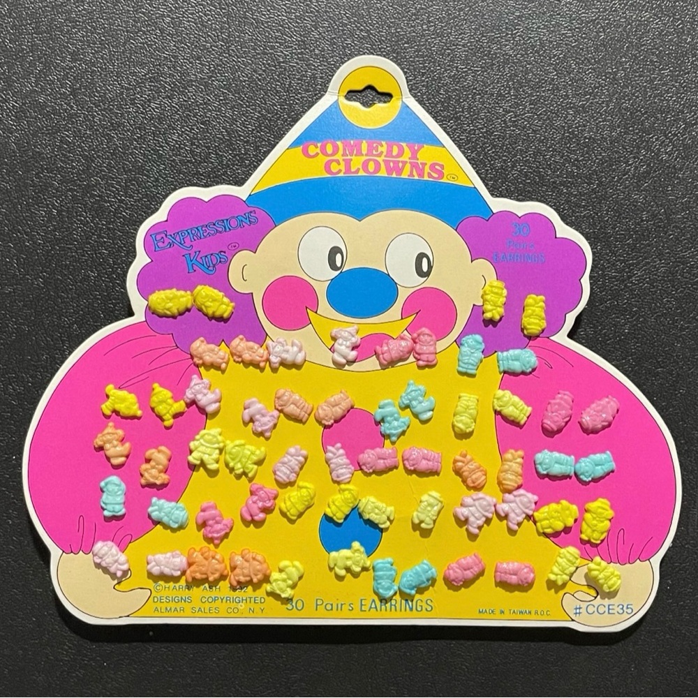 Harry Ash 30 Clown Earrings Card for Kids